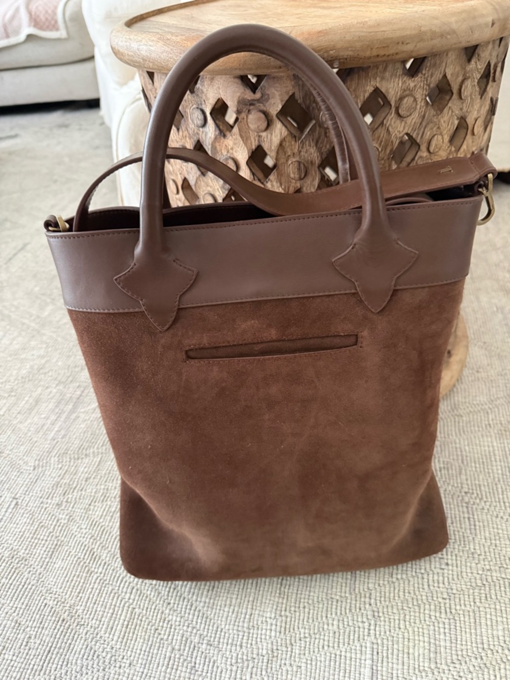 Lucchese Brown Suede & Leather Tote - Picture 2 of 7